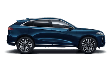 Seitliche Ansicht des GWM WEY 05 in Dunkelblau – luxuriöser SUV mit sportlicher Silhouette und markanten Designelementen.