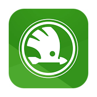 Grünes Icon mit weißem Škoda-Logo – Symbol für die myŠKODA App zur Fahrzeugvernetzung und Serviceverwaltung.